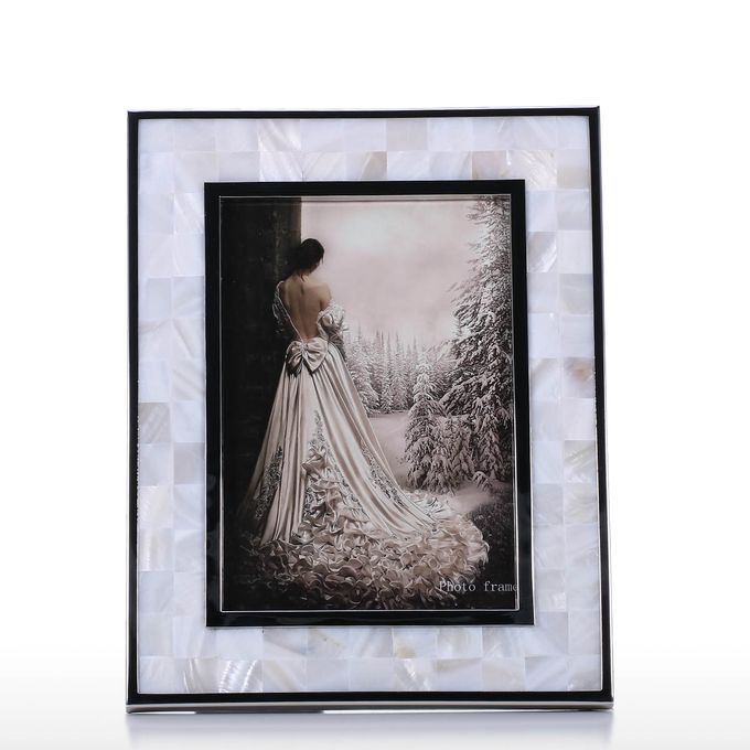 Photo Frame With White Shell Wooden Piano Baking Varnish