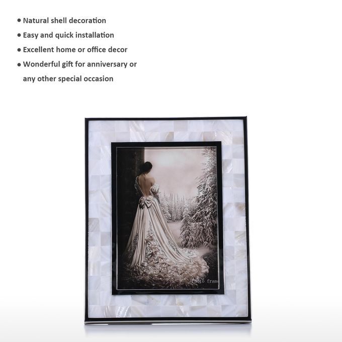 Photo Frame With White Shell Wooden Piano Baking Varnish