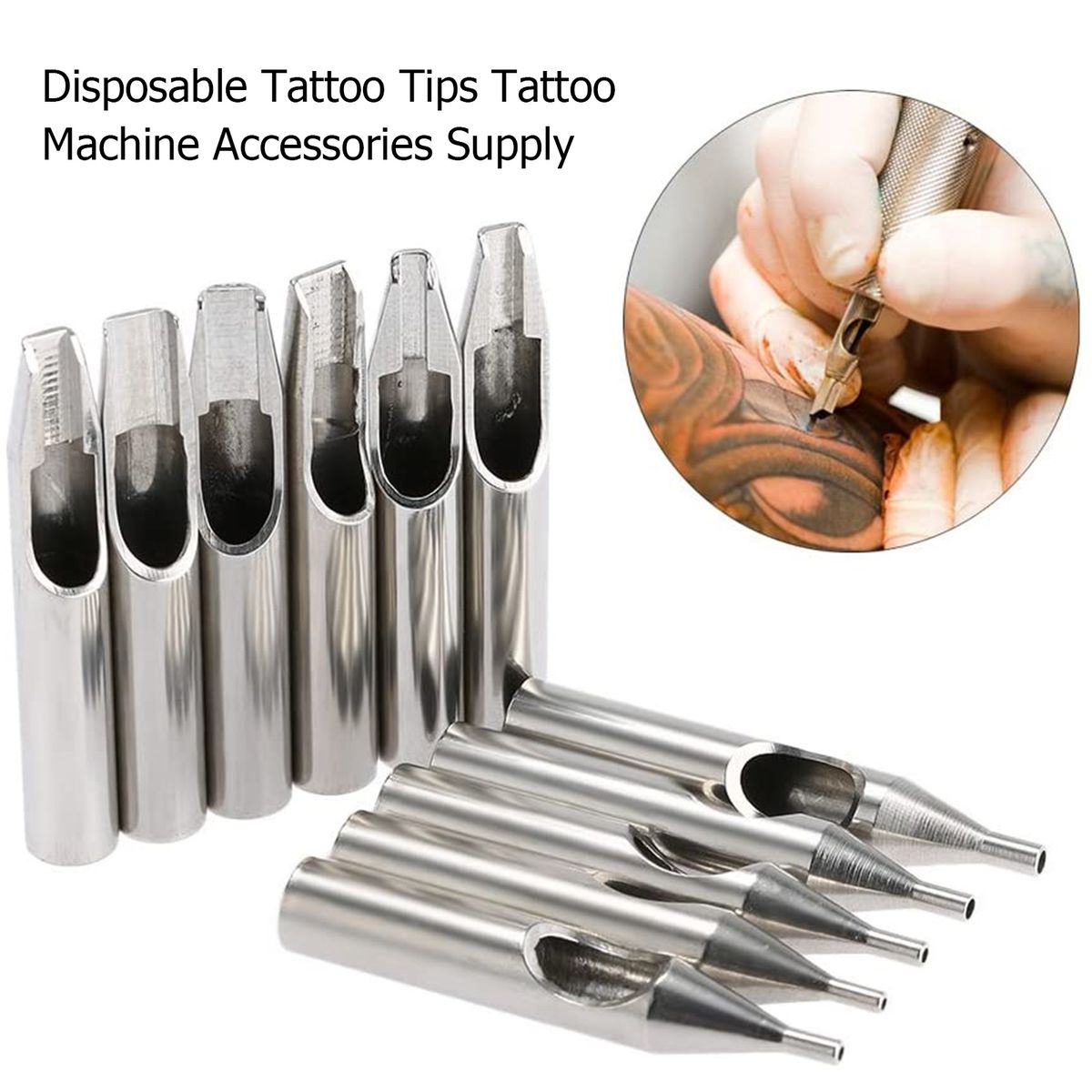 22PCS Stainless Steel Tattoo Nozzle Tips Set RL M1 DT Mixed
