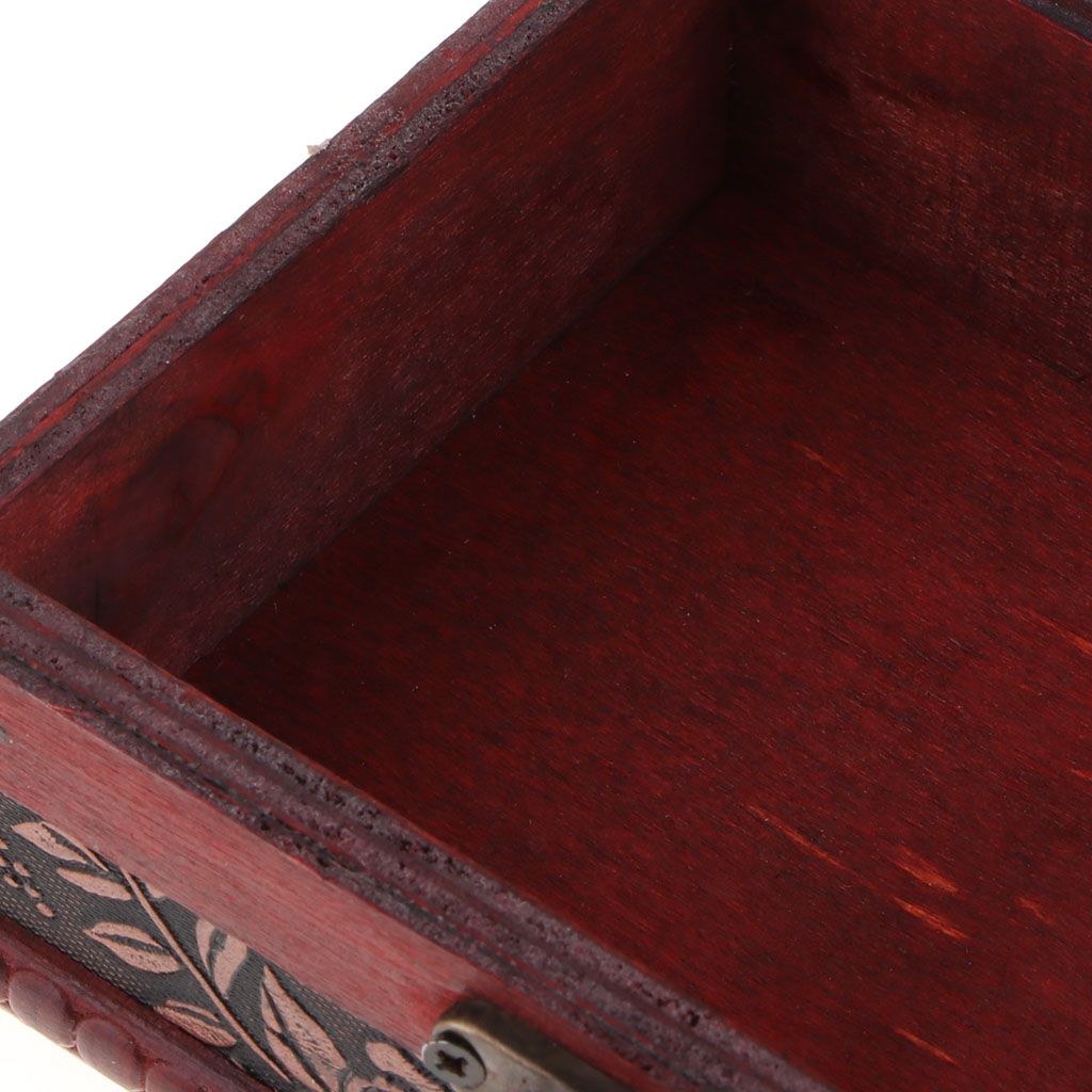 Vintage Lock Wooden Jewelry Storage Box Case Organizer  B