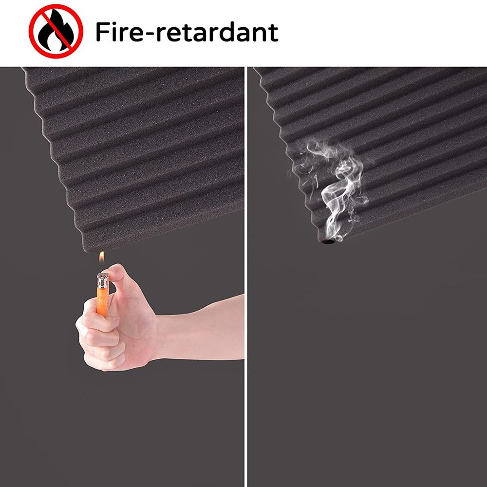 48Pcs/Pack 30x30x2.5cm Acoustic Foam Wedge Panel Tiles Studio Soundproof Foam Wall Pad Room Sound Insulation Treatment With Tape Black 48Pcs With Tapes