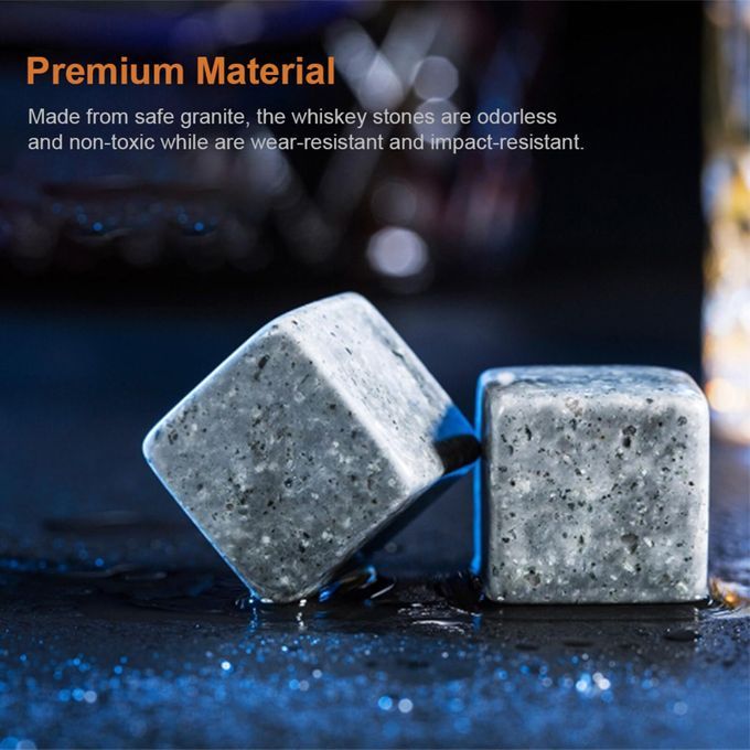 9PCS Whiskey Stones Set Chilling Stones Wooden Box Chilling