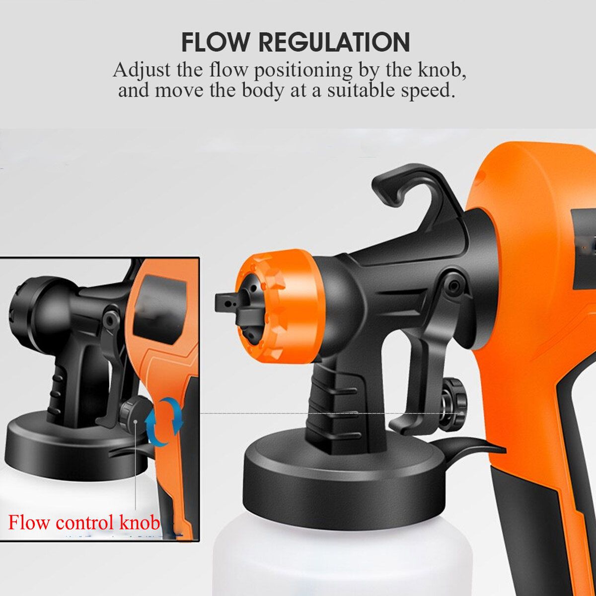 400W 800ML 500CC/min Multi-function Paint Spraying Machine Paint Sprayer Pot Orange