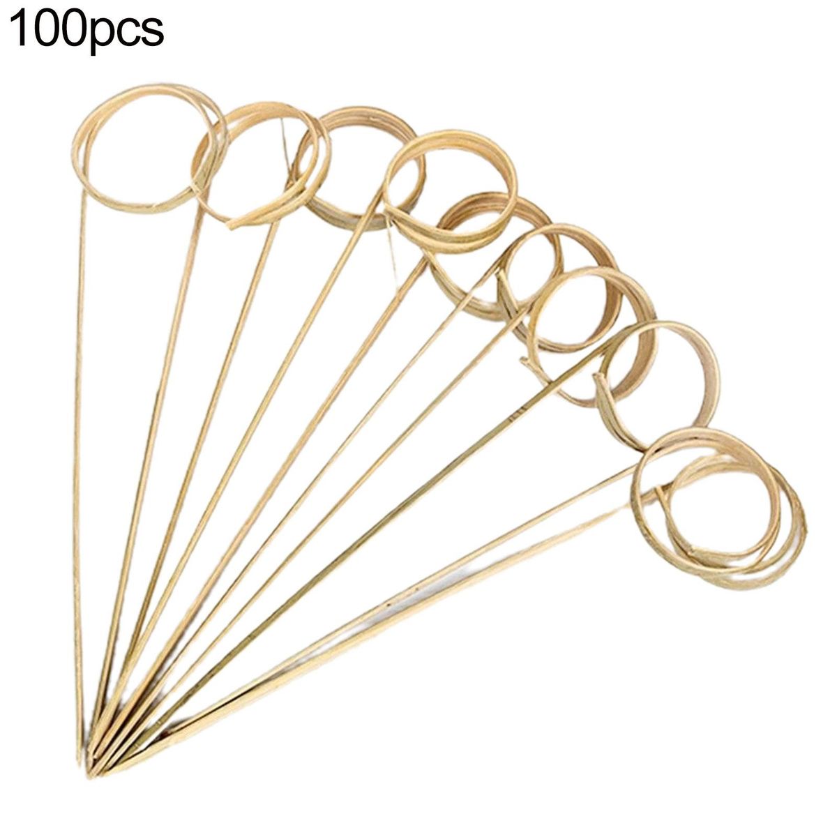 100Pcs Bamboo Food Sticks Bamboo Skewers Cupcake Toppers Green