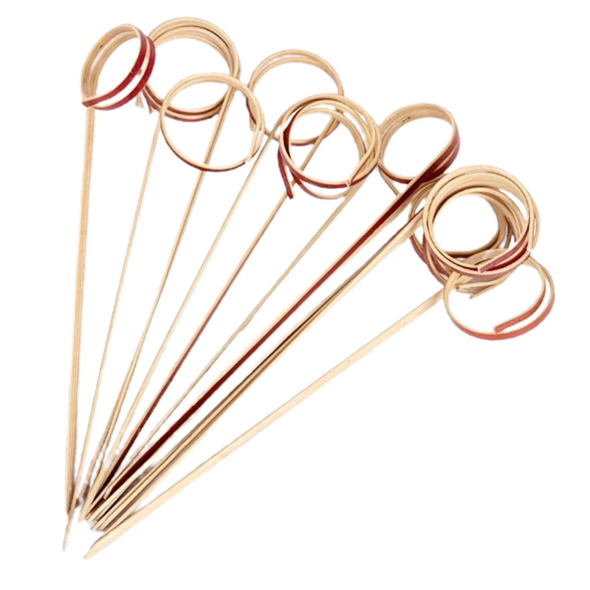 100Pcs Bamboo Picks Bamboo Food Appetizer Picks Red