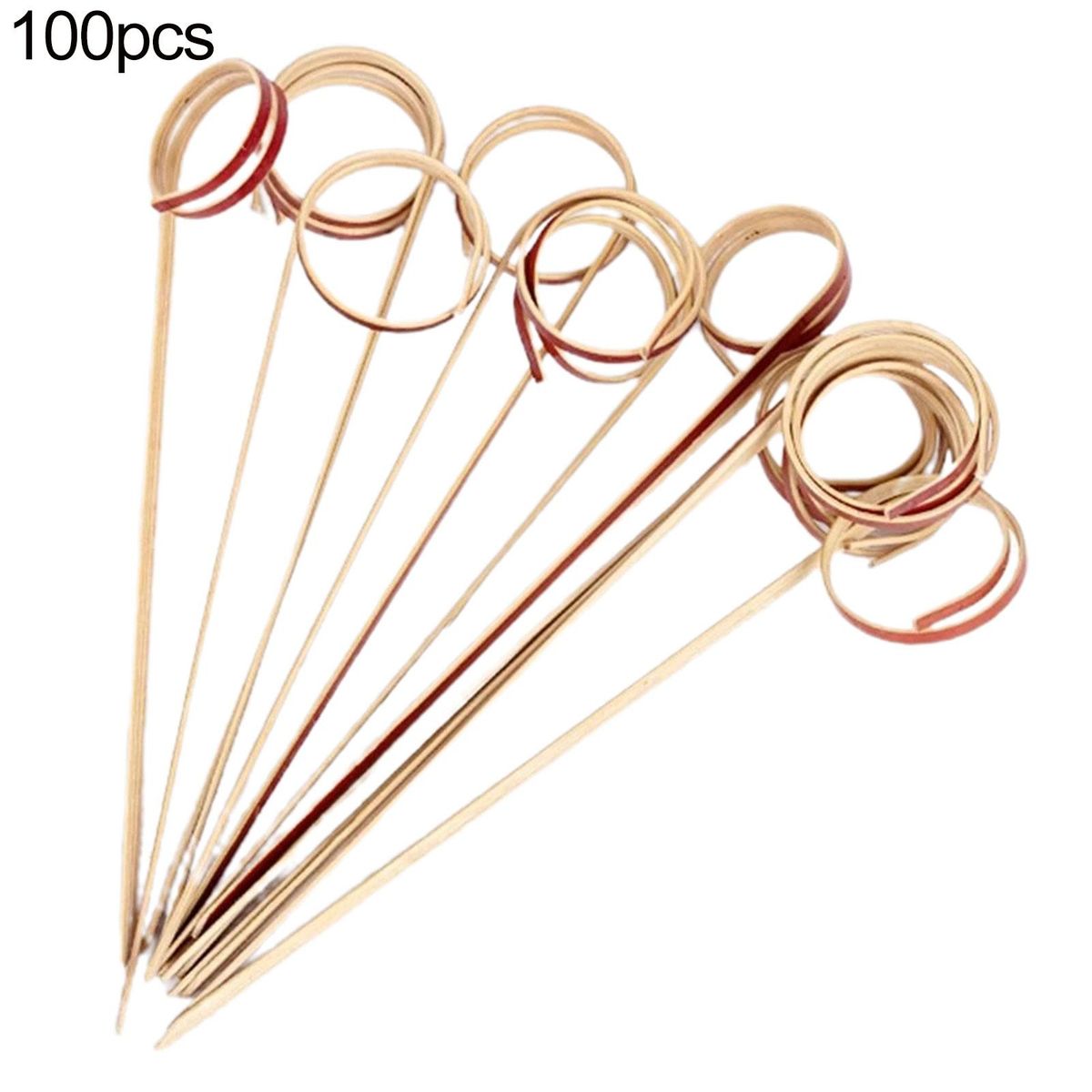 100Pcs Bamboo Picks Bamboo Food Appetizer Picks Red
