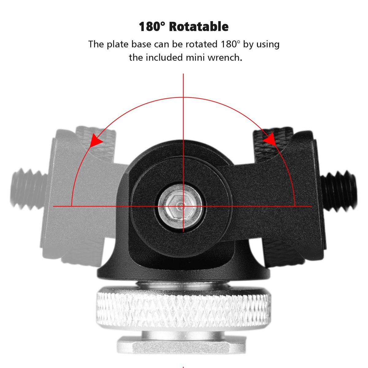 Andoer Mini Monitor Mount Tripod Head Cold Shoe Adapter Aluminum Alloy 1/4 Inch Screw for Mounting Camera Monitor Flash Microphone LED Fill Light