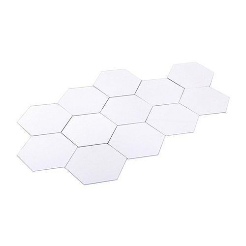 Mirror 12 Piece Hexagon Acrylic Mirror Wall Stickers Wall Decor Home Decoration-Silver