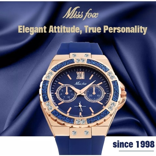Women's Chronograph Rose Gold And Silicon Strap  Watch