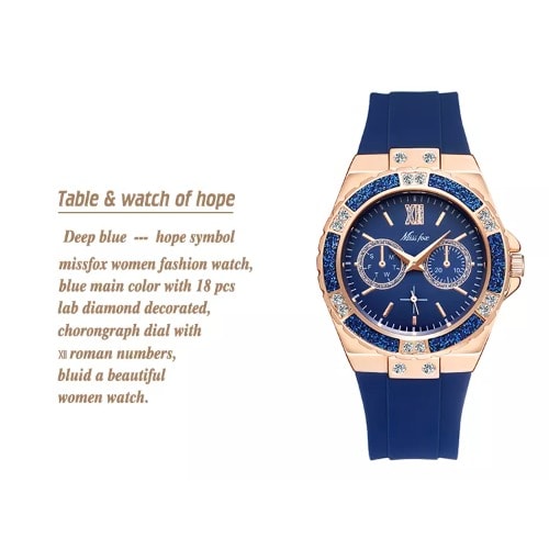 Women's Chronograph Rose Gold And Silicon Strap  Watch