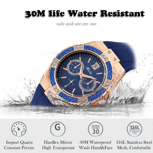 Women's Chronograph Rose Gold And Silicon Strap  Watch