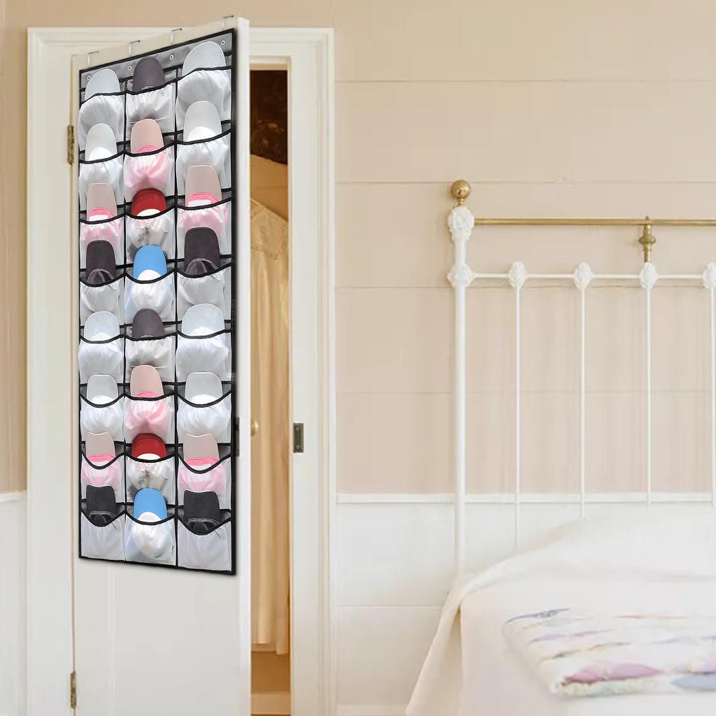 24 Pockets Hanging Organizer Wall Mount Shoes Holder Door Storage For