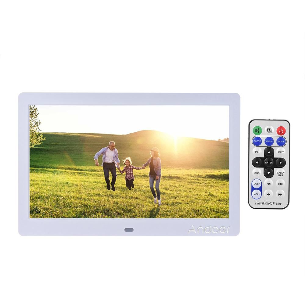 Andoer 10 Inch LED Wide Screen Digital Photo Picture Frame Electronic Album High Resolution 1024*600 MP3 MP4 Picture Player Electronic Clock /Alarm Clock/ Calendar with Remote Control Gift Present