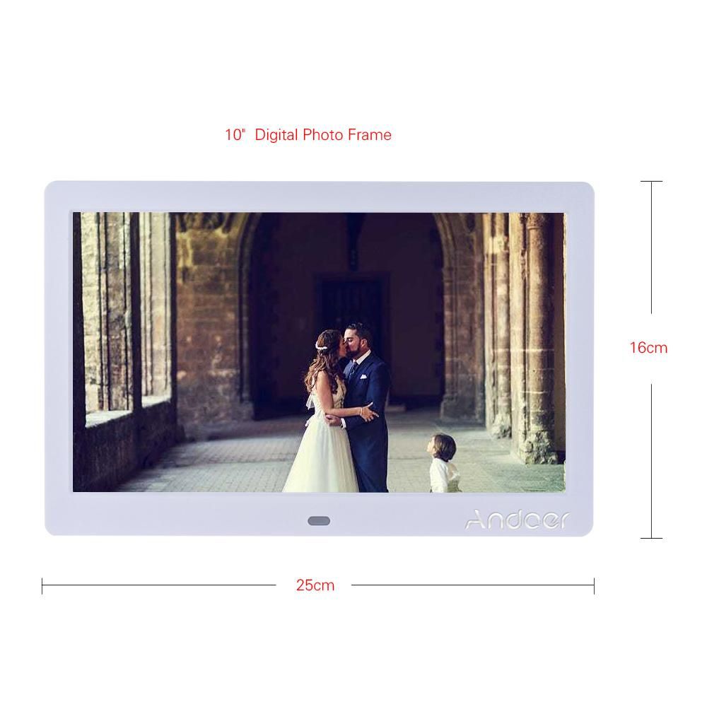 Andoer 10 Inch LED Wide Screen Digital Photo Picture Frame Electronic Album High Resolution 1024*600 MP3 MP4 Picture Player Electronic Clock /Alarm Clock/ Calendar with Remote Control Gift Present
