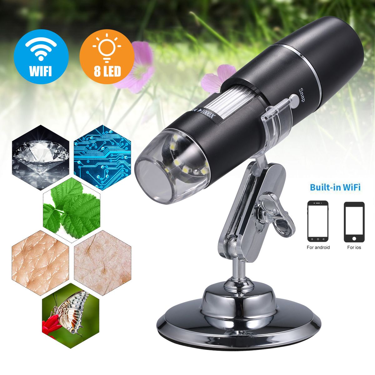 Electron Digital Microscope Portable WiFi Wirelessly 1000x