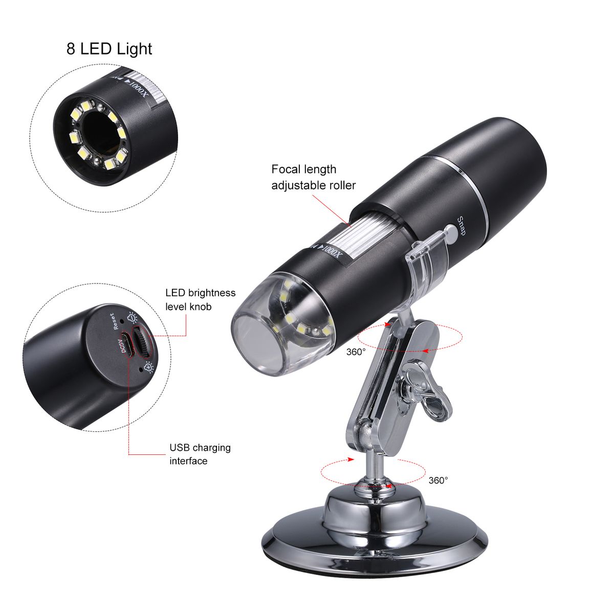 Electron Digital Microscope Portable WiFi Wirelessly 1000x