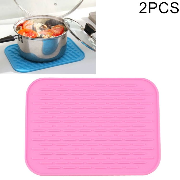 2 PCS Thicken Colorful Silicone Insulation Mat European Anti-burning Pot Pad Table Waterproof  Phone Pad(Pink)