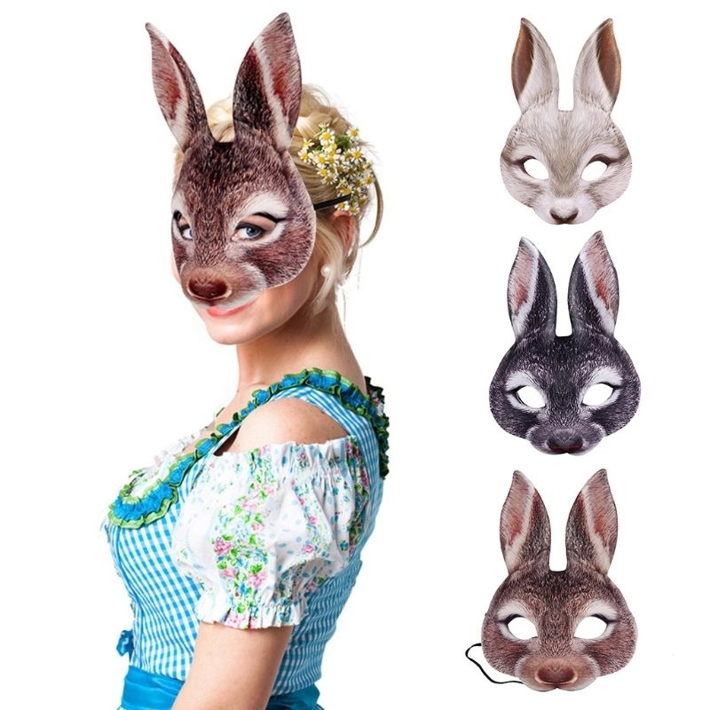 Halloween Easter Masquerade Half Face Bunny Mask