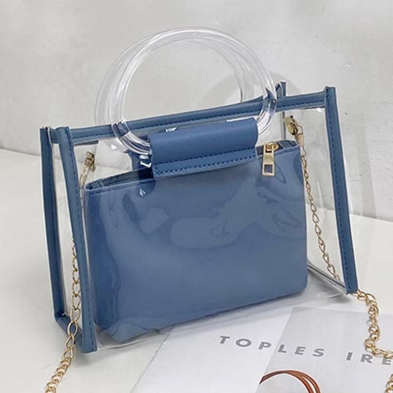 Women Crossbody Bag Leather Hand Bag For Ladies Chain Clutch Handbags Blue
