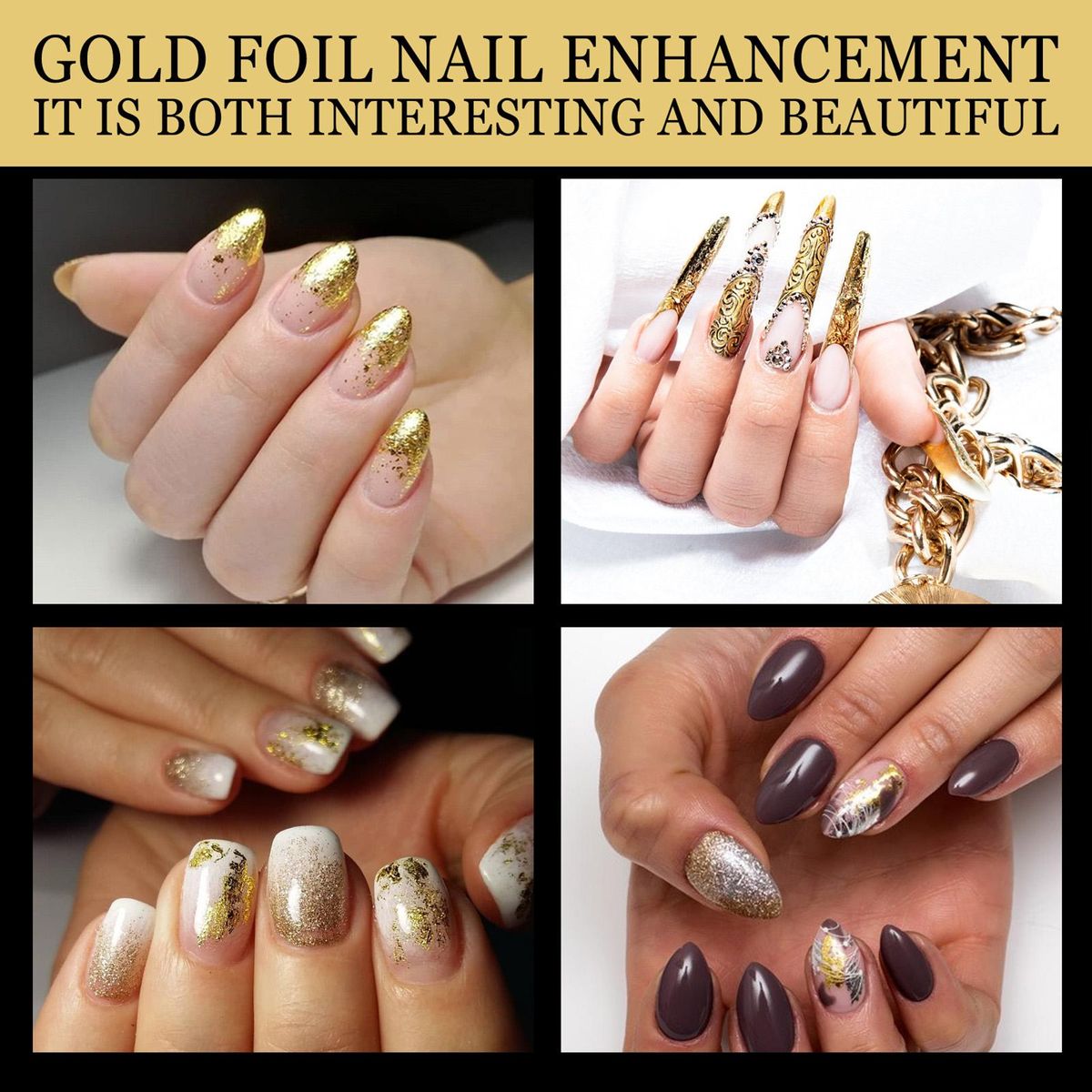 Jaysuing 30pcs/Box Golden Flakes Nail Glitter Food Decorating Foil Paper for Cake Baking Nails Art Painting DIY Crafts Furniture Decoration