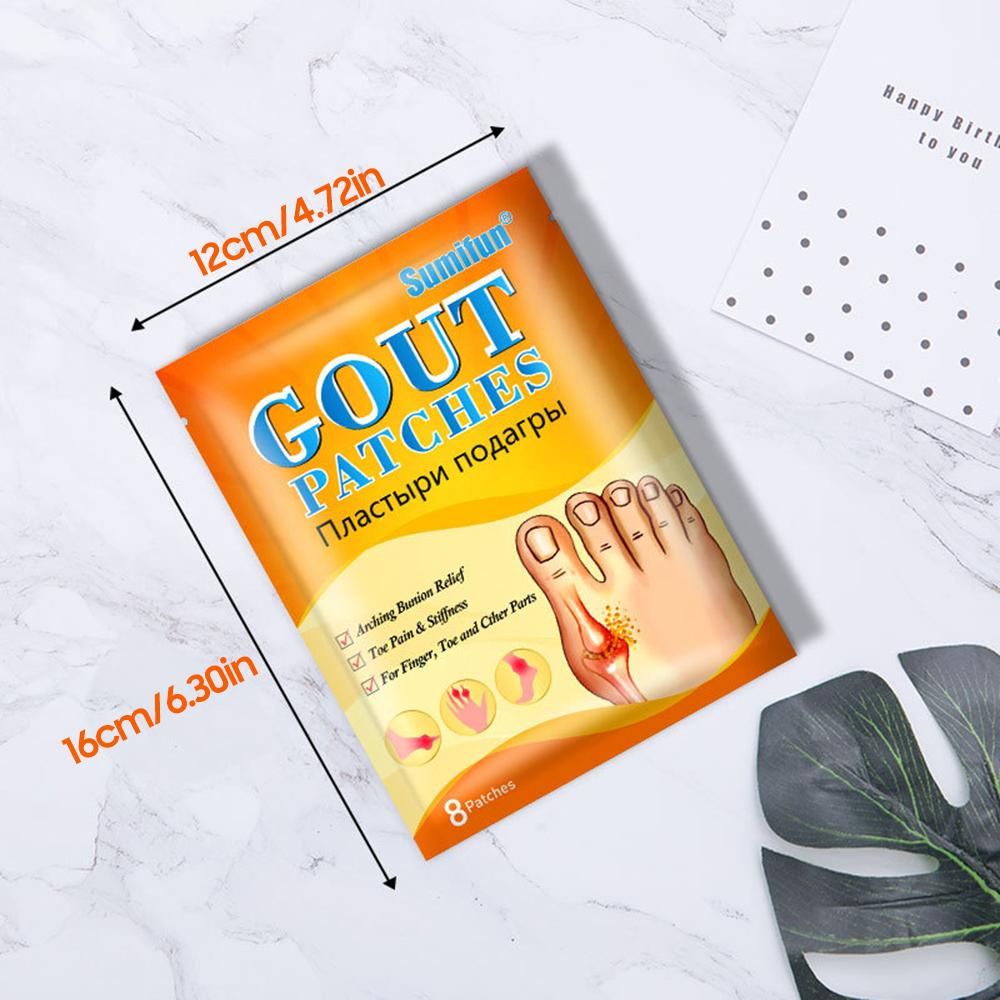 Sumifun 8 PCS/ Bag Gout Patch Herbal Pain Relieving Gout Patches for Finger Toe Knee Join Pain and Stiffness/ Sprains Sciatica/ Arthritis/ Arching Bunion Relief