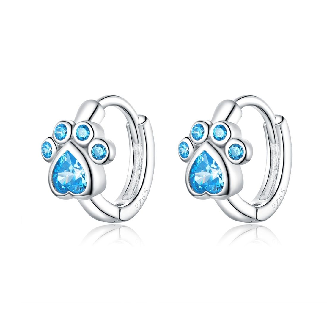 Cat Paw Print Sterling Silver Earrings