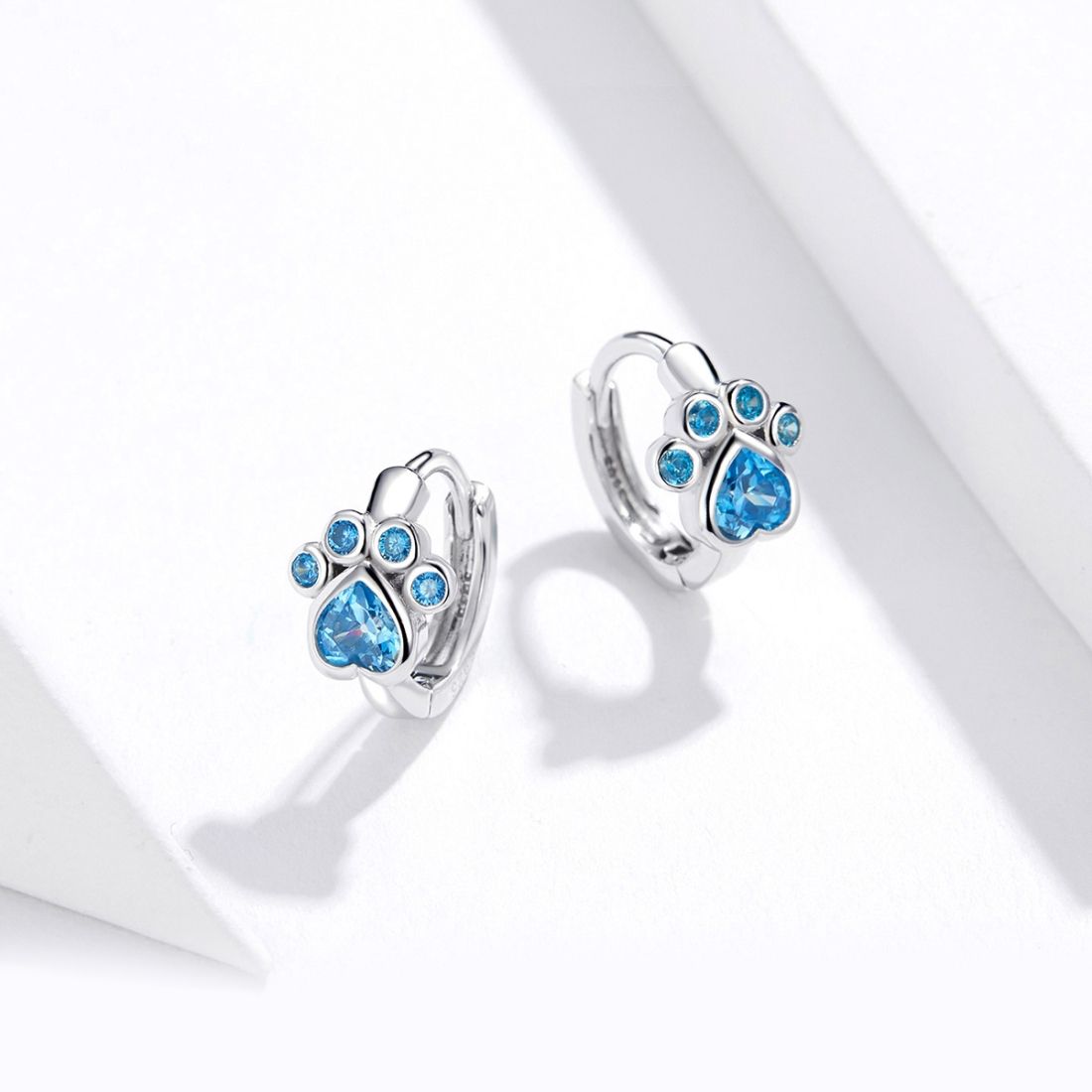 Cat Paw Print Sterling Silver Earrings