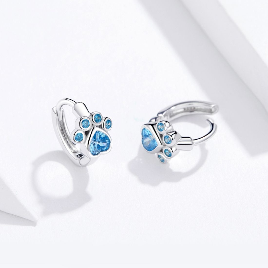 Cat Paw Print Sterling Silver Earrings
