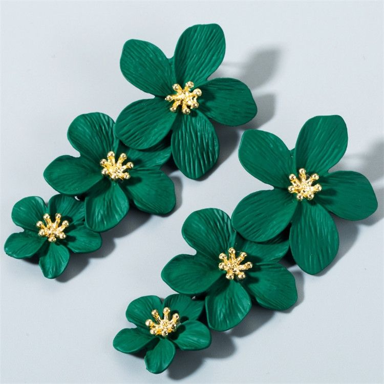 2 Pairs Multilayer Flower Earrings