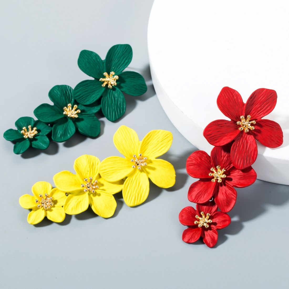 2 Pairs Multilayer Flower Earrings