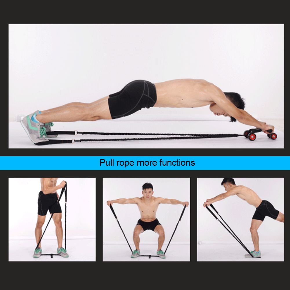 AB Wheel Abdominal Pull Rope Fitness Resistance Band For 4-Wheel Abdominal Roller-black