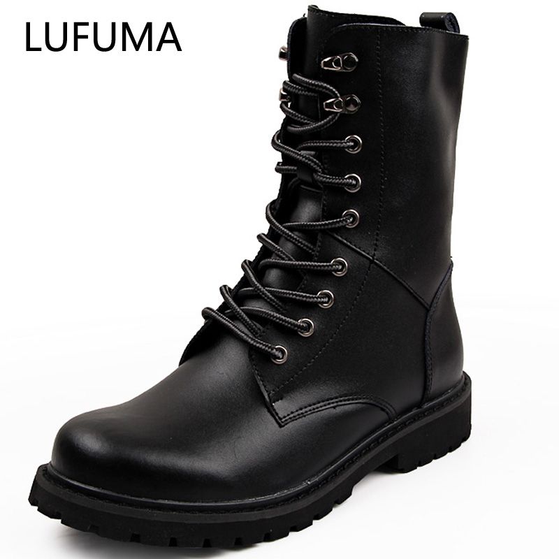 Ary Boots Men Winter Shoes Warm Men Leather Boots Footwear Cowboy Tactical Boots Men Casual Shoes Size-hsd2601jm-heise