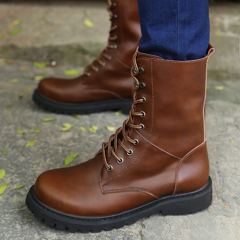 Ary Boots Men Winter Shoes Warm Men Leather Boots Footwear Cowboy Tactical Boots Men Casual Shoes Size-hsd2601jm-heise