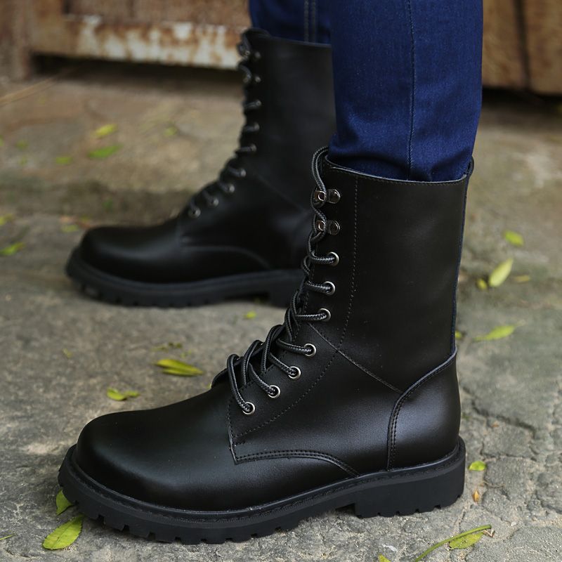 Ary Boots Men Winter Shoes Warm Men Leather Boots Footwear Cowboy Tactical Boots Men Casual Shoes Size-hsd2601jm-heise