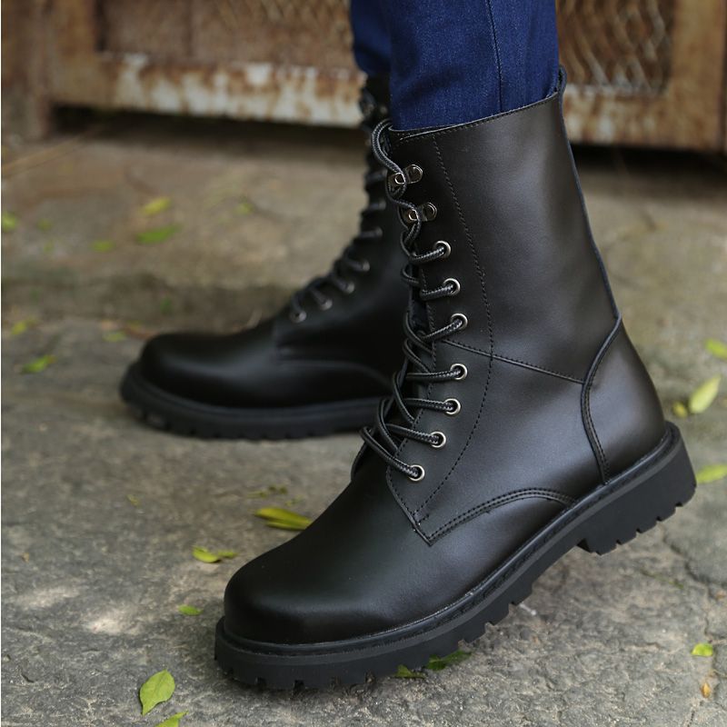 Ary Boots Men Winter Shoes Warm Men Leather Boots Footwear Cowboy Tactical Boots Men Casual Shoes Size-hsd2601jm-heise