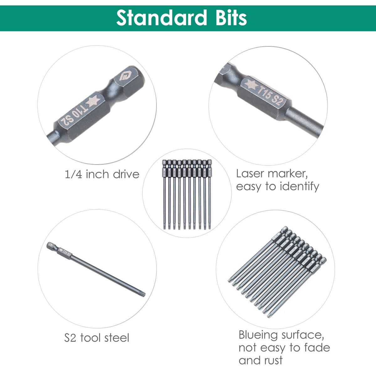 10-Piece Security Torx Bit Set 1/4-inch Drive Tamper Proof