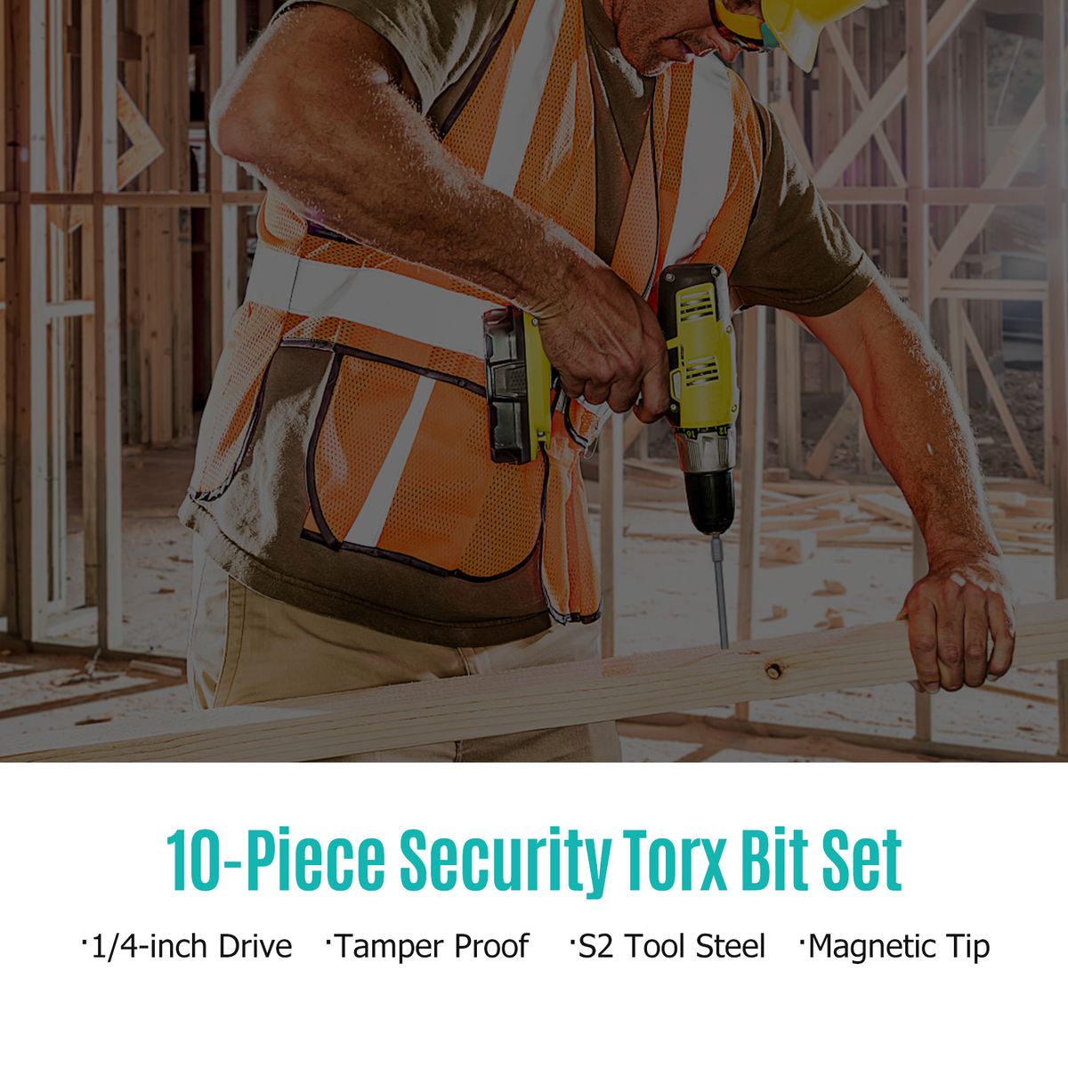 10-Piece Security Torx Bit Set 1/4-inch Drive Tamper Proof