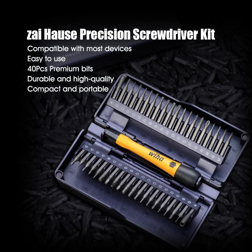 zai Hause Precision Screwdriver Kit 41 in 1 with 40 Bits Screwdriver Bit Set Nut Driver Magnetic Screwdriver Set with Extension Rod for Mobile Phone Smartphone Game Console Tablet Z6901C4