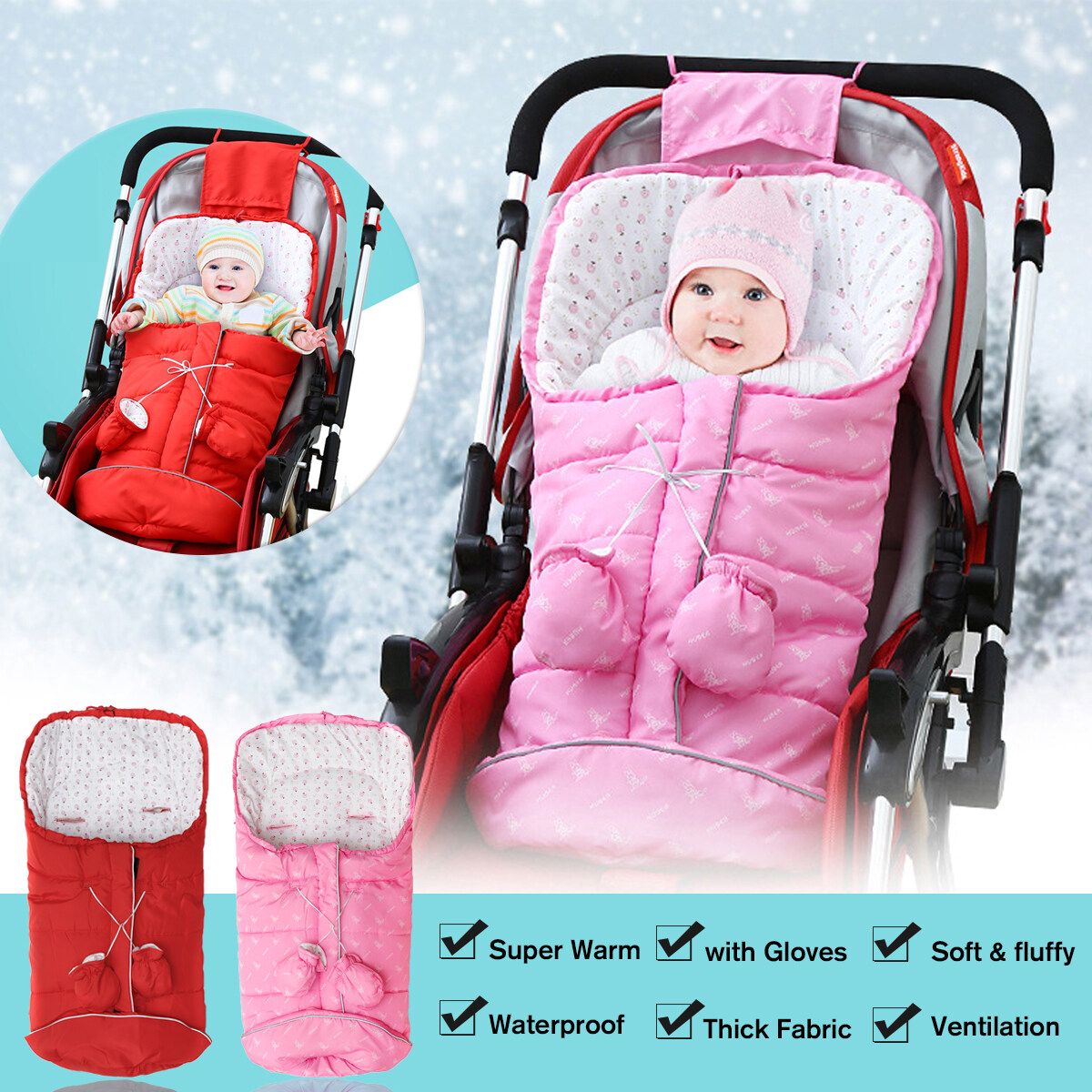 Baby Gear Sleep Bed Universal Baby Toddler Footmuff Cosy Toes Apron Liner Red 90x45cm