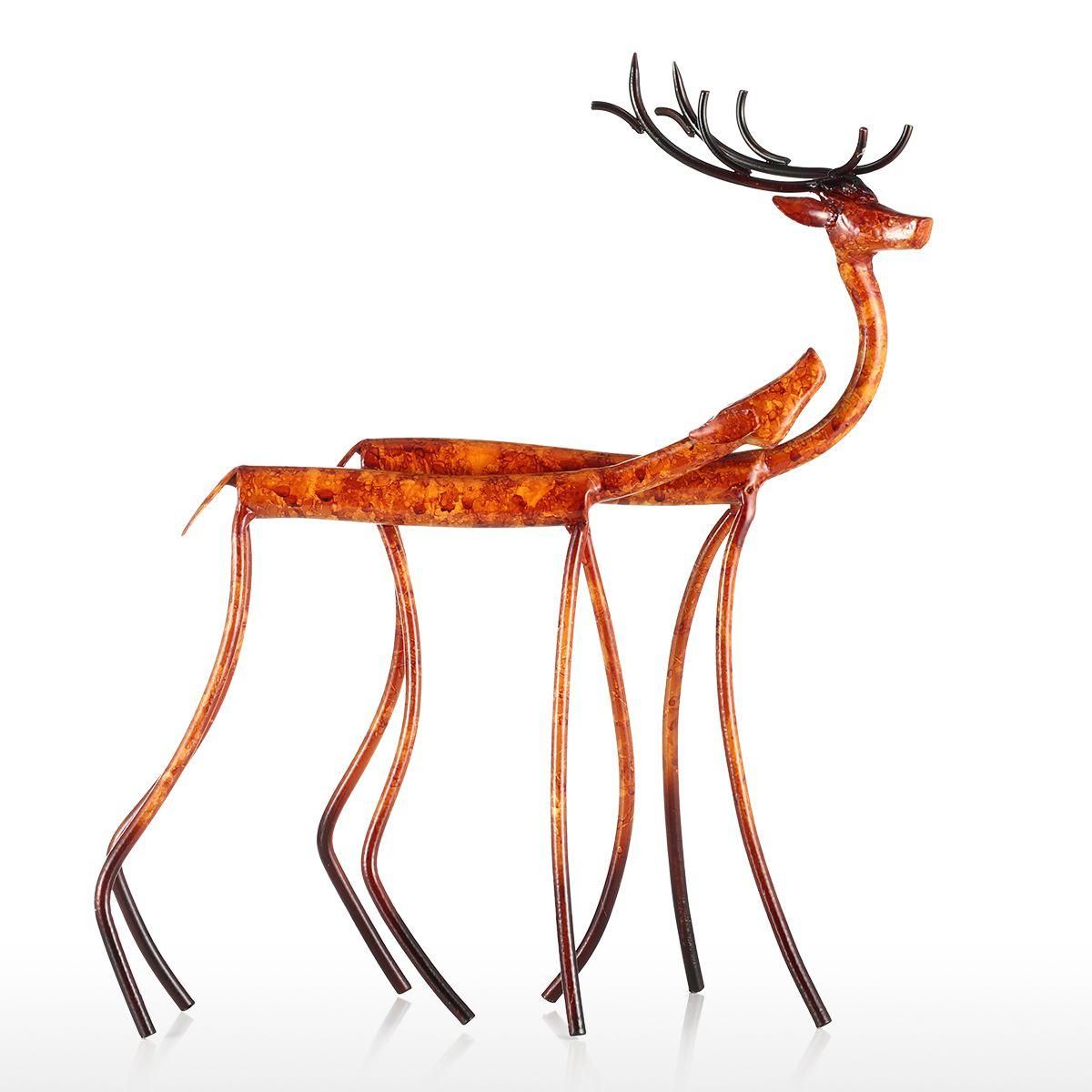 Mom&Child Moose Tooarts Iron Sculpture Home Decoration Crafts Metal Animal Sculpture