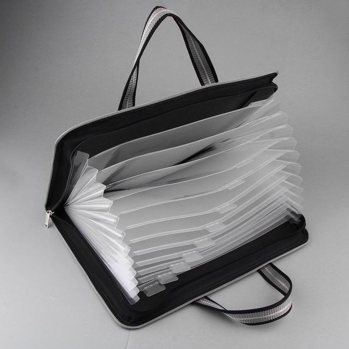 Portable Expanding File Holder Bag Organizer Bag A4 Size 13 Black