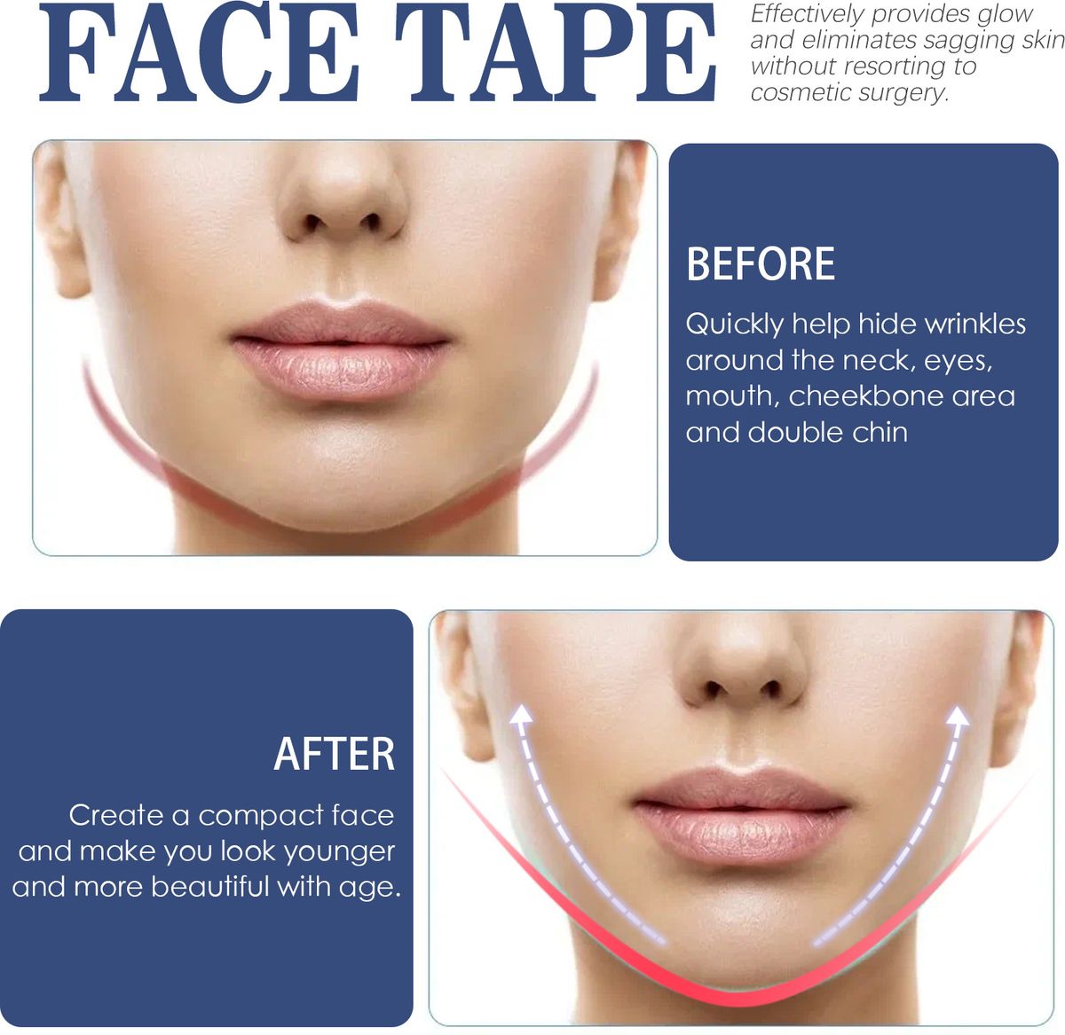 60Pcs Invisible Face Lift Patch Instant Tighten Skin Firming