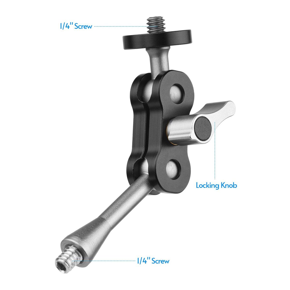 Andoer MA-95 Magic Arm Extension Bracket Monitor Mount Adapter Aluminum Alloy 1/4 Inch Screws Connection Dual Flexible Ball Head for Mounting Video Monitor LED Light, Pack of 2pcs