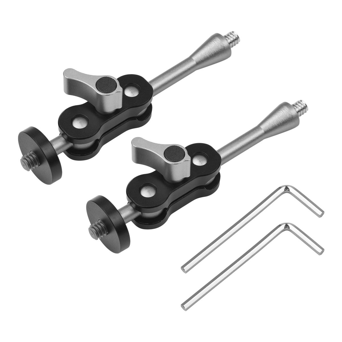 Andoer MA-95 Magic Arm Extension Bracket Monitor Mount Adapter Aluminum Alloy 1/4 Inch Screws Connection Dual Flexible Ball Head for Mounting Video Monitor LED Light, Pack of 2pcs