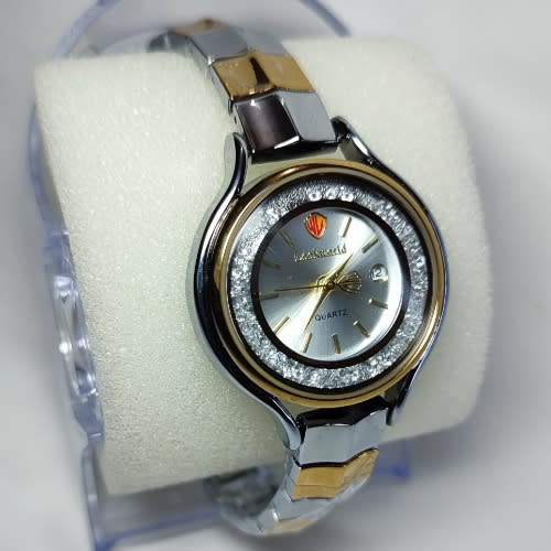 Ladies Diamond Iced Non tarnish Wristwatch - Gold & Silver