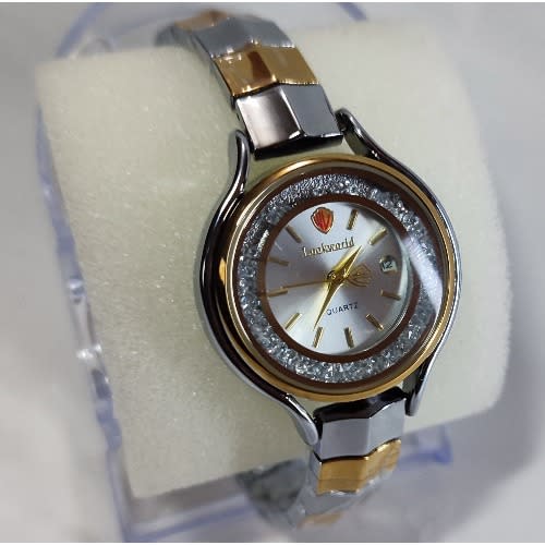 Ladies Diamond Iced Non tarnish Wristwatch - Gold & Silver