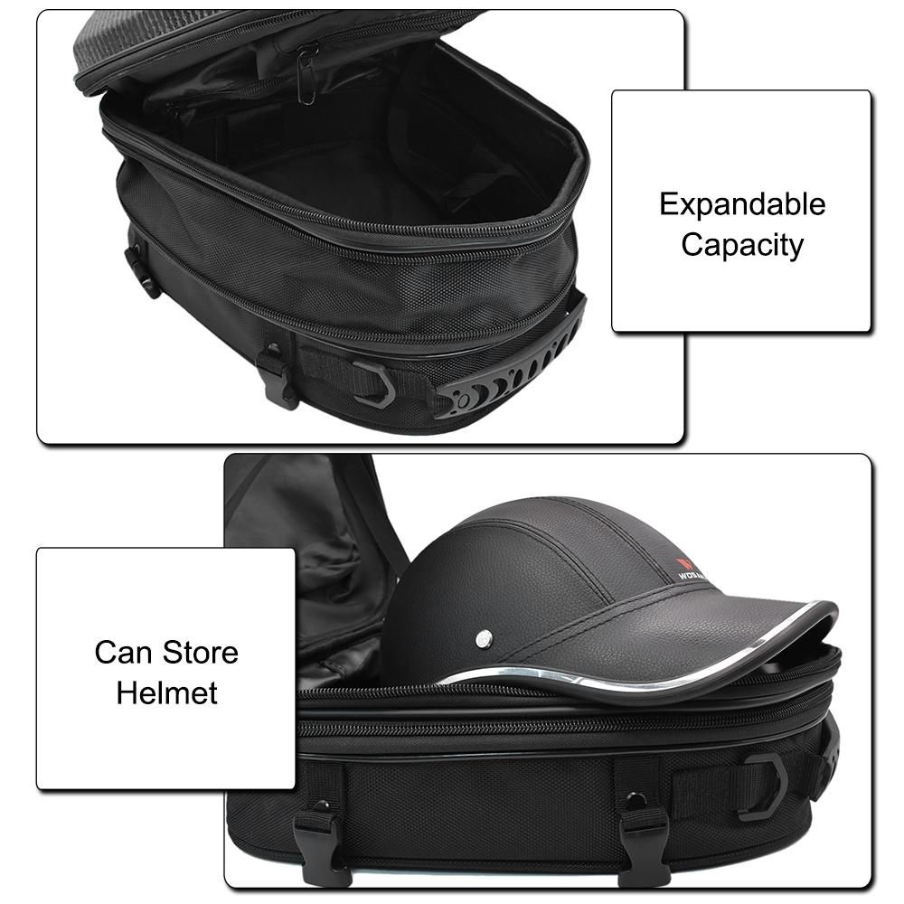 Waterproof Motorcycle Seat Tail Bag Multifunctional Expandable Motorcycle Luggage Bag Motorbike Helmet Bag Backpack Handbag