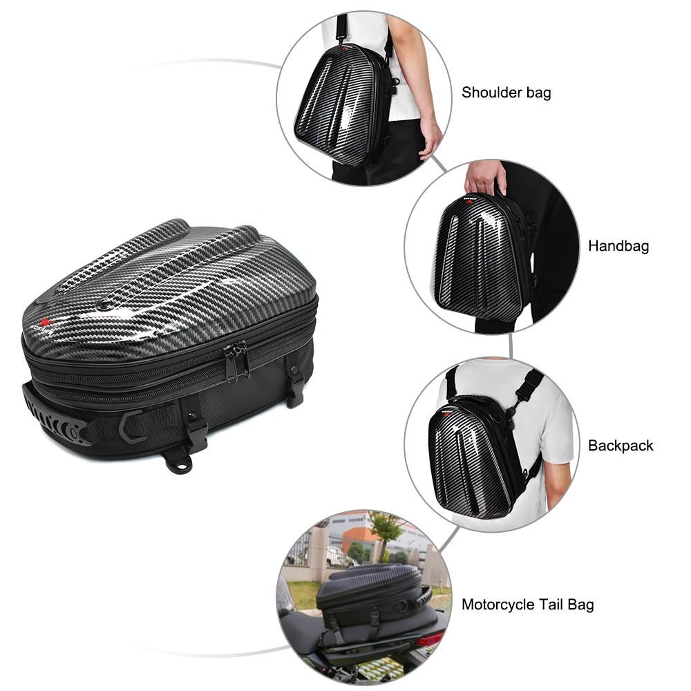 Waterproof Motorcycle Seat Tail Bag Multifunctional Expandable Motorcycle Luggage Bag Motorbike Helmet Bag Backpack Handbag