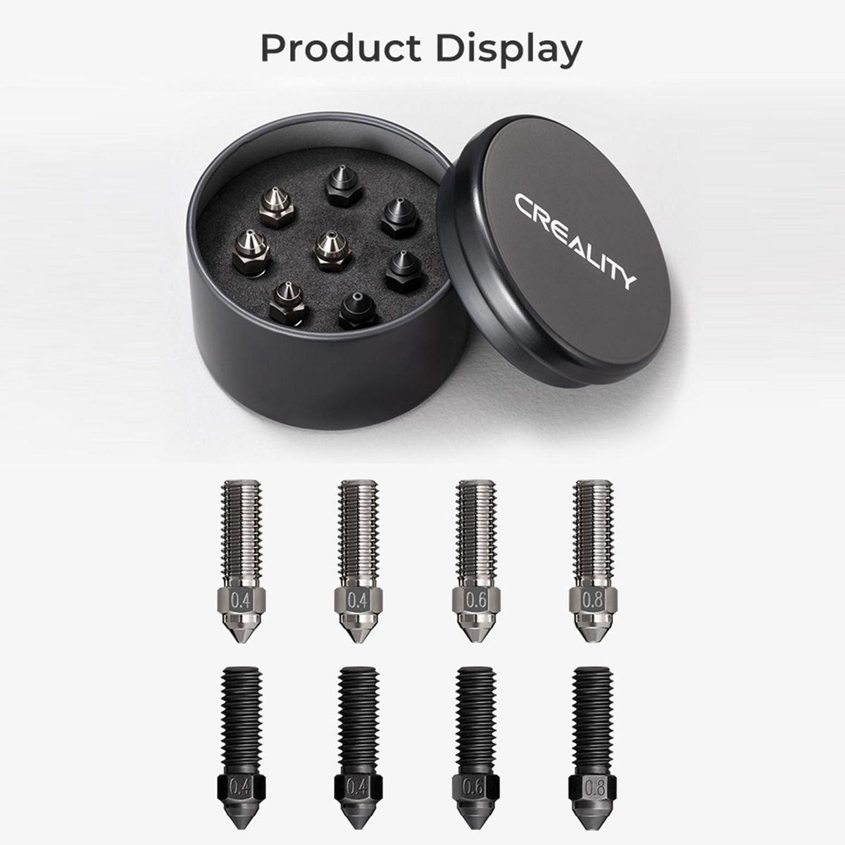 CREALITY New Copper Alloy and Hardened Steel Nozzle K1 Nozzle Kit Supporting High-speed Printing Speed of 600mm/s for K1 / K1 Max / CR-M4 3D Printer Parts Suitable for most of Filaments PLA / ABS / PETG / TPE / TPU / PC / PEE