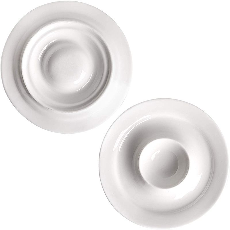 2 Pieces Ceramic Chip & Dip Platter, Round Serving Tray